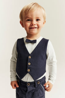 Baby blue tie bodysuit with waistcoat