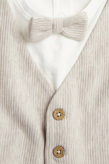 Baby beige tie bodysuit with waistcoat