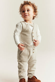 Baby beige tie bodysuit with waistcoat