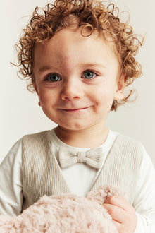 Baby beige tie bodysuit with waistcoat