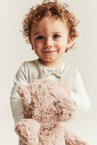 Baby beige tie bodysuit with waistcoat