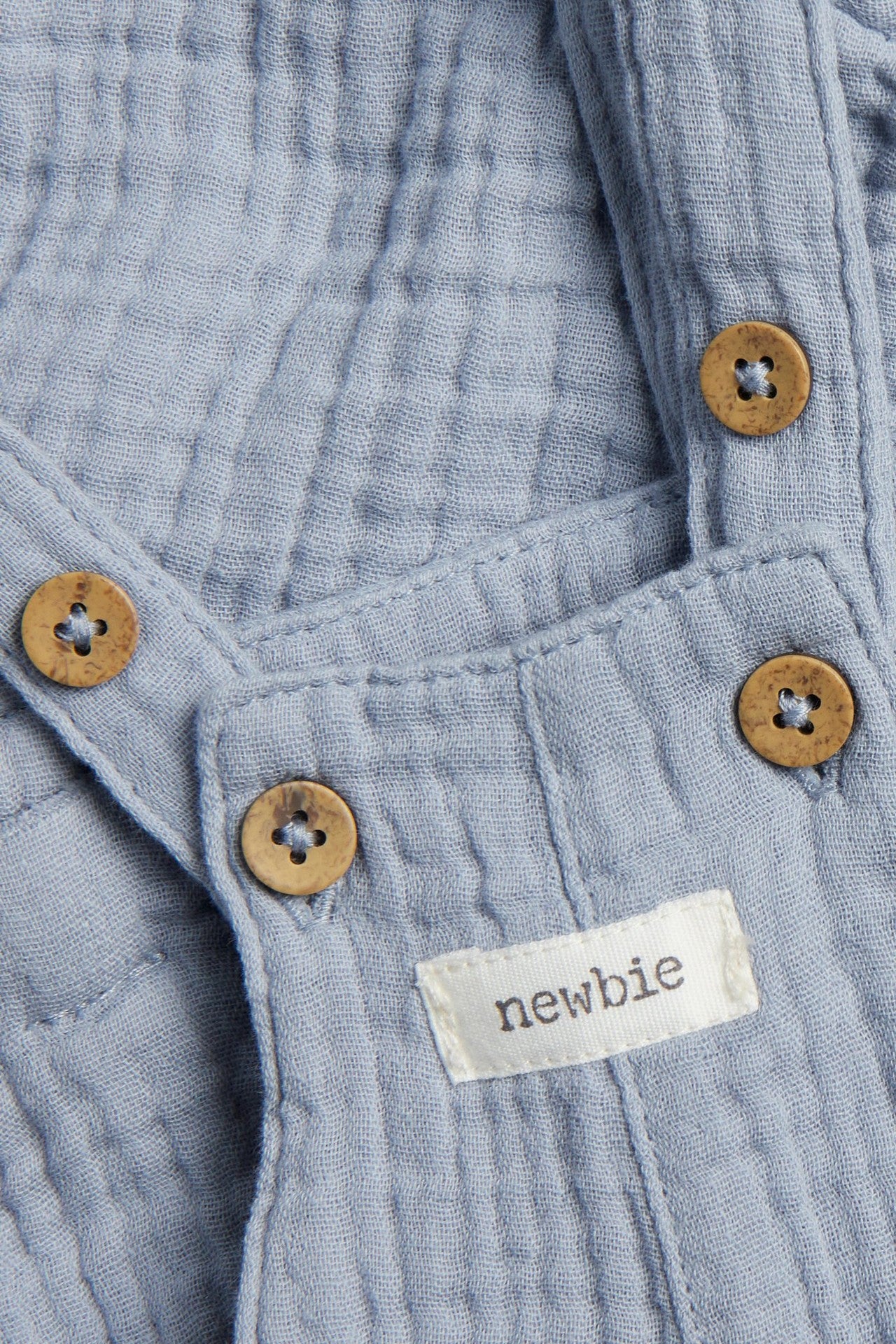 Baby blue muslin dungaree shorts