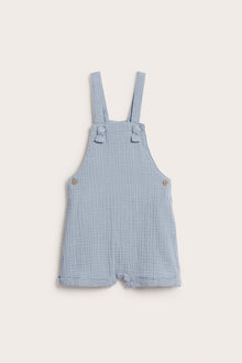 Baby blue muslin dungaree shorts