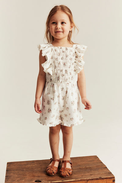 Kids floral jumpsuit with frills