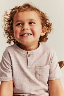 Baby & kids’ beige T-shirt in slub jersey with pocket