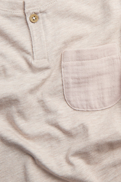 Baby & kids’ beige T-shirt in slub jersey with pocket