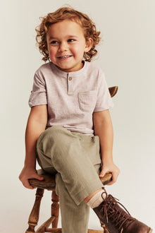 Baby & kids’ beige T-shirt in slub jersey with pocket