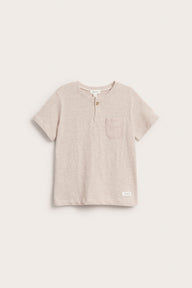 Baby & kids’ beige T-shirt in slub jersey with pocket