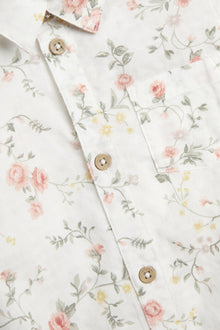 Baby white floral short-sleeve bodysuit