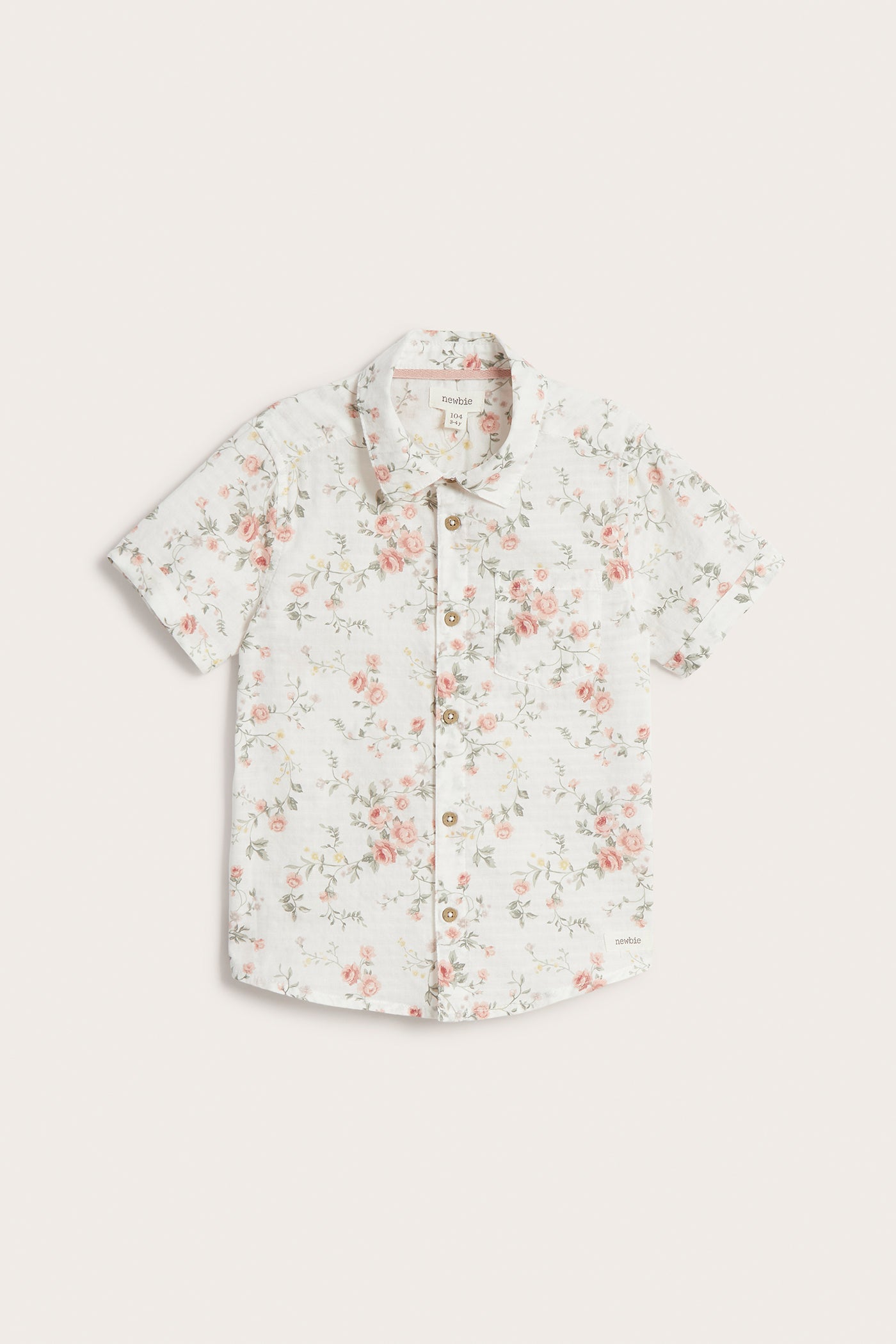Kids white floral short sleeved shirt