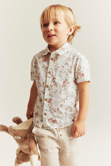 Kids white floral short sleeved shirt