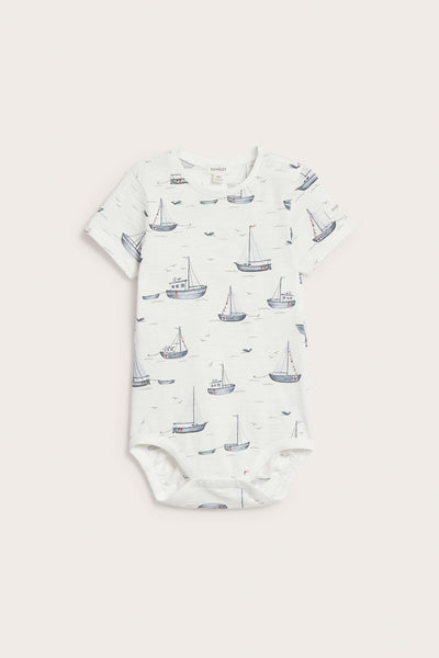 Baby bodysuit with sailing boats