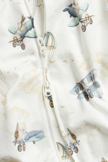 Baby white sleepsuit with hot air balloon print