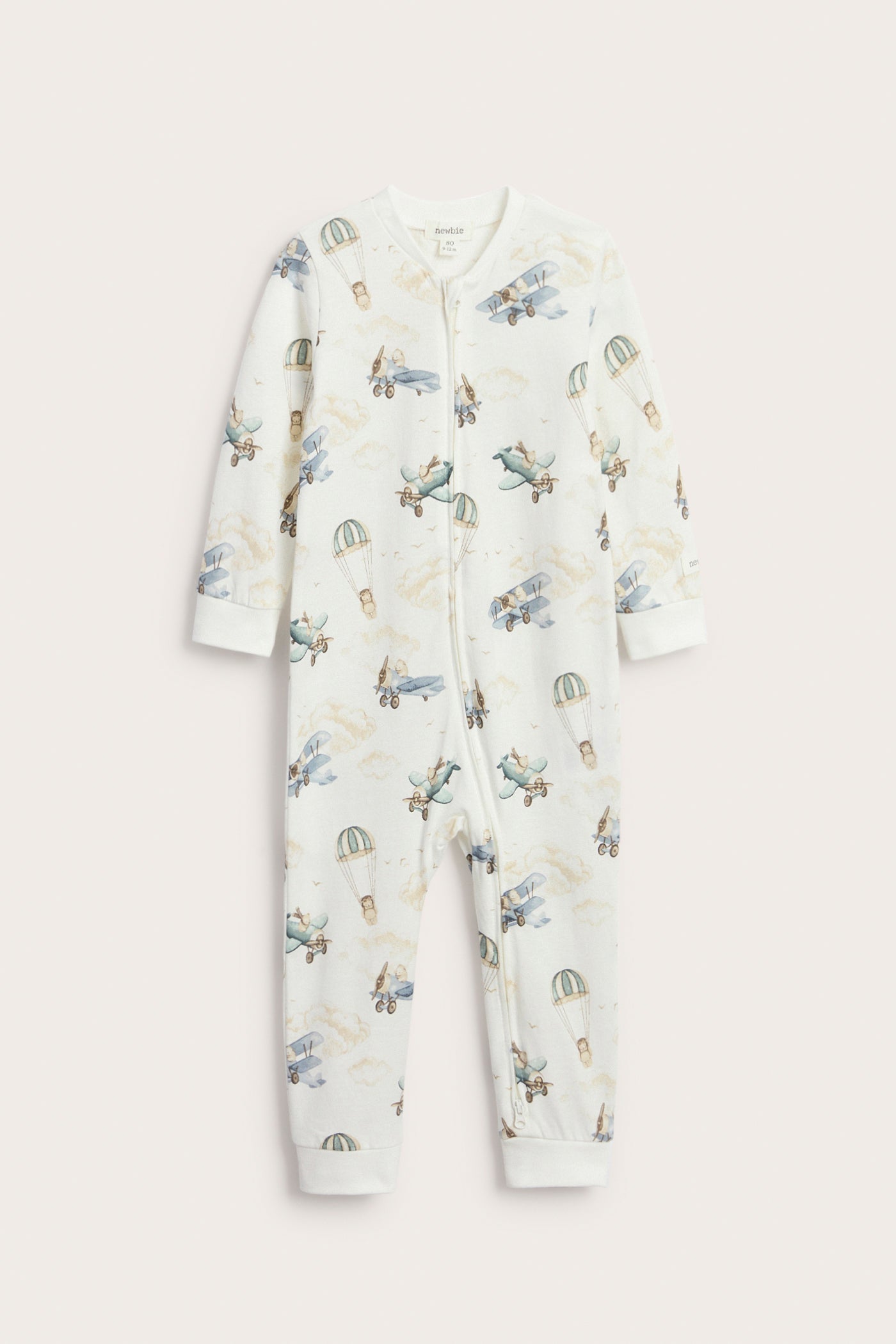 Baby white sleepsuit with hot air balloon print