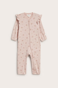 Baby pink floral sleepsuit with butterflies