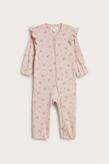 Baby pink floral sleepsuit with butterflies