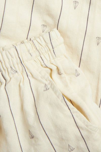 Kids cream striped trousers with sailboats