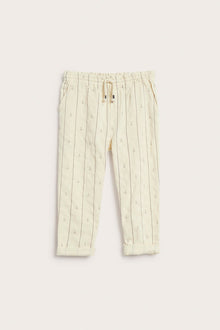 Kids cream striped trousers with sailboats