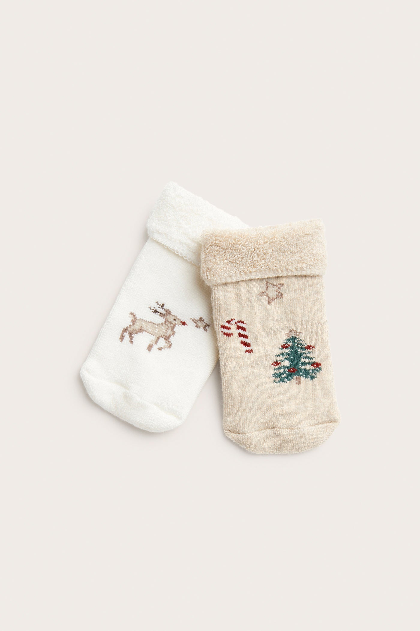 Baby white socks with Christmas print 2pk