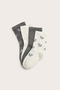Kids' grey raccoon socks 4pk