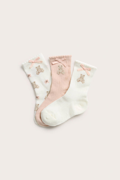Baby & kids white teddy bear socks 3-pack