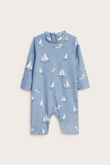 Baby & kids' blue UV suit with boat pattern