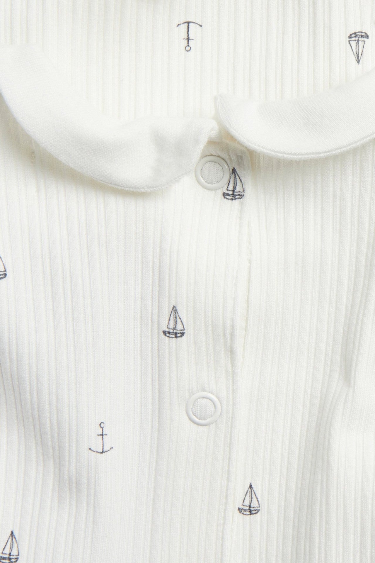 Baby white ribbed bodysuit with sailboats
