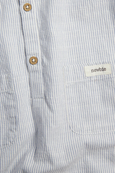 Baby blue woven romper with sailor collar