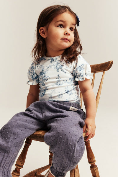 Baby white floral short sleeve bodysuit