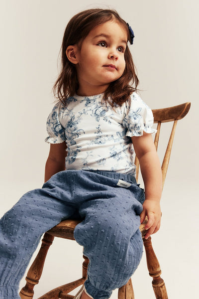 Baby white floral short sleeve bodysuit