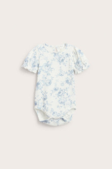 Baby white floral short sleeve bodysuit