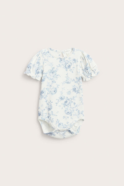 Baby white floral short sleeve bodysuit