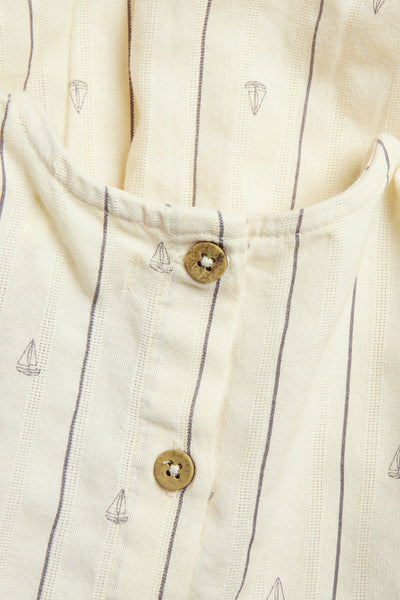Baby cream striped dress with sailboats