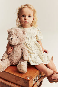 Baby cream striped dress with sailboats