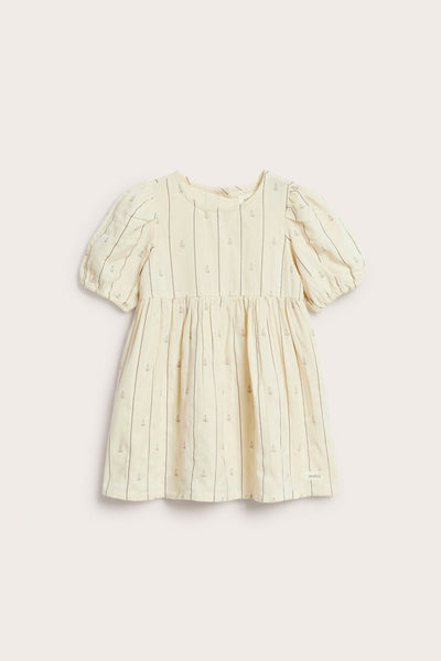 Baby cream striped dress with sailboats
