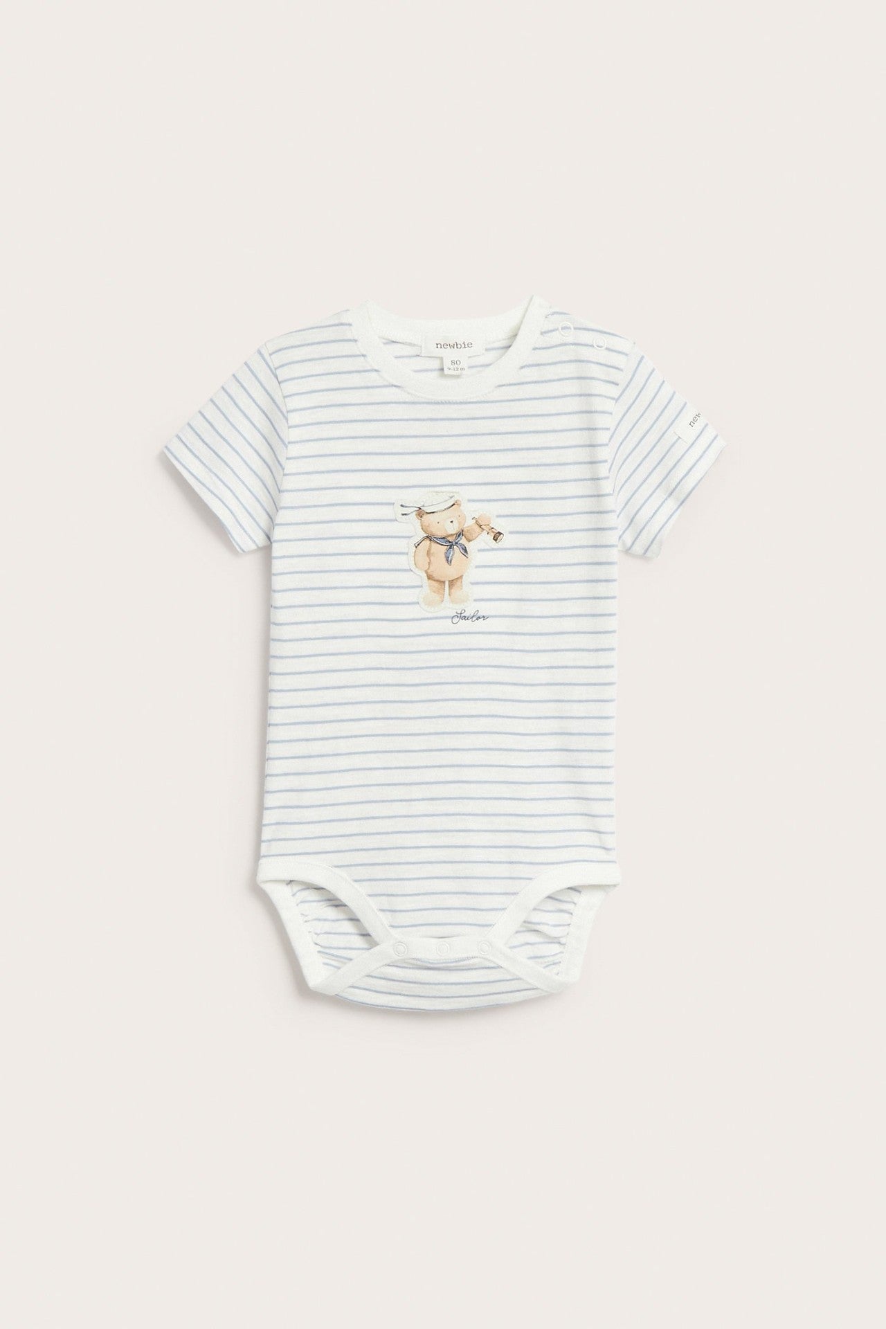 Baby striped bodysuit with teddy bear print