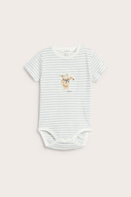 Baby striped bodysuit with teddy bear print