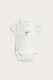 Baby striped bodysuit with teddy bear print