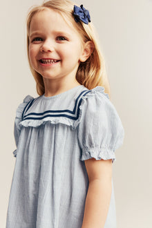 Kids striped dress with puff sleeves