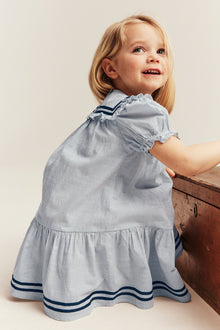 Kids striped dress with puff sleeves