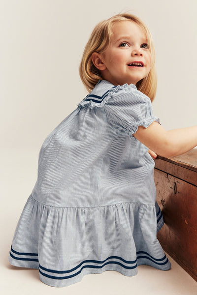 Kids striped dress with puff sleeves