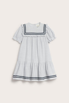 Kids striped dress with puff sleeves