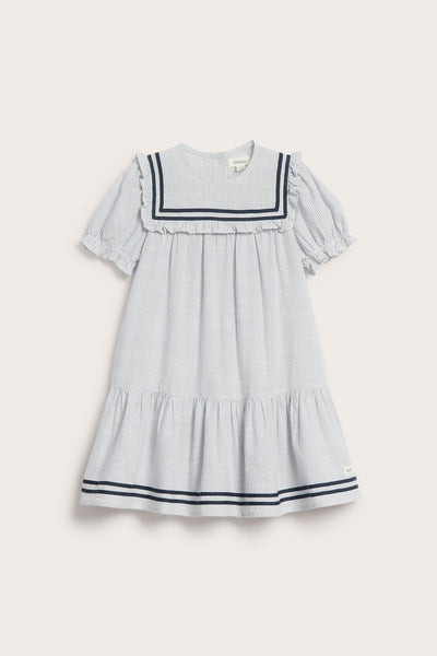 Kids striped dress with puff sleeves