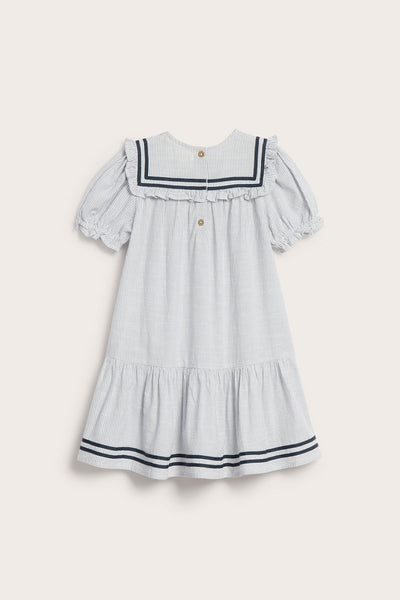 Kids striped dress with puff sleeves