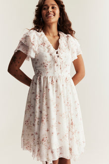 Women’s white floral chiffon dress