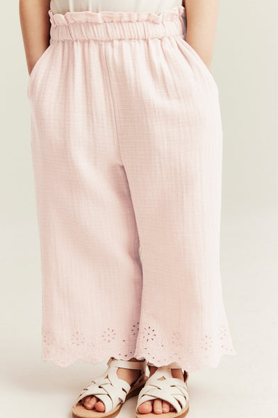 Kids pink trousers with embroidery