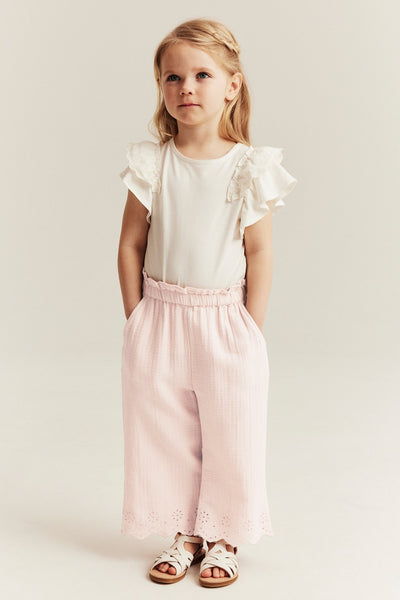 Kids pink trousers with embroidery