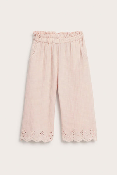 Kids pink trousers with embroidery