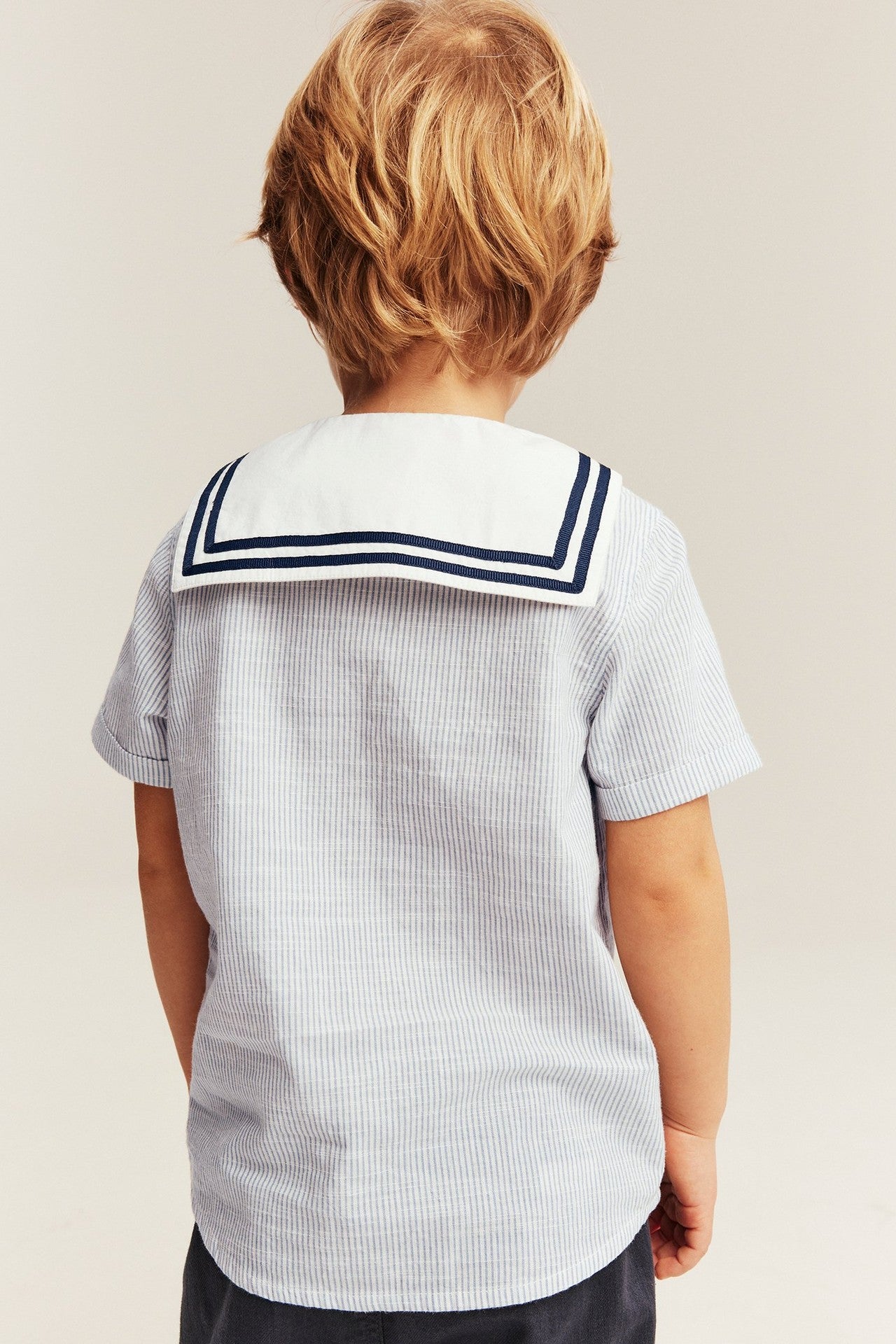 Kids blue shirt with sailor collar