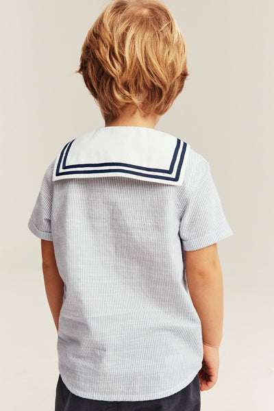 Kids blue shirt with sailor collar